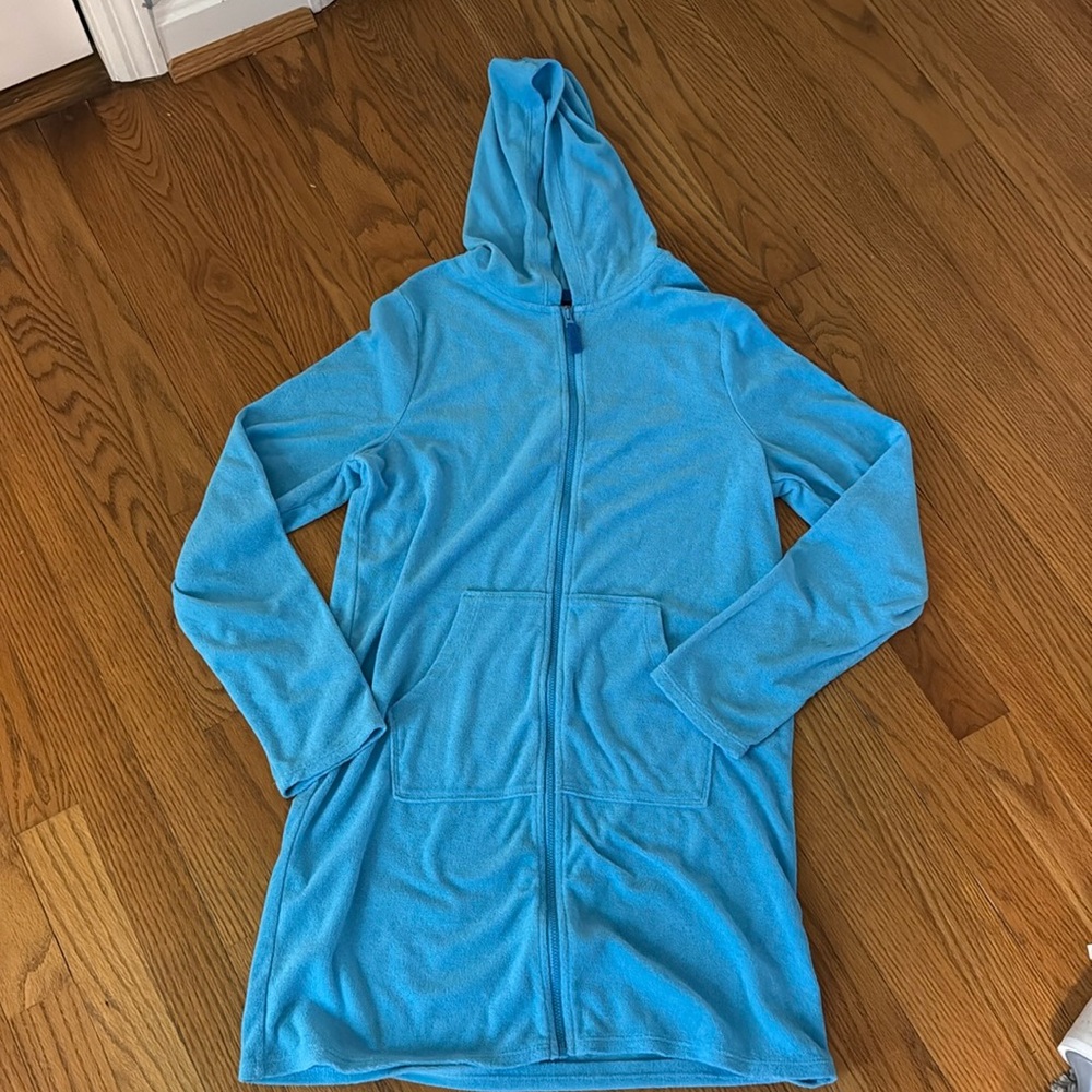 Lands' End Kids Light Blue Hooded Swim Coverup